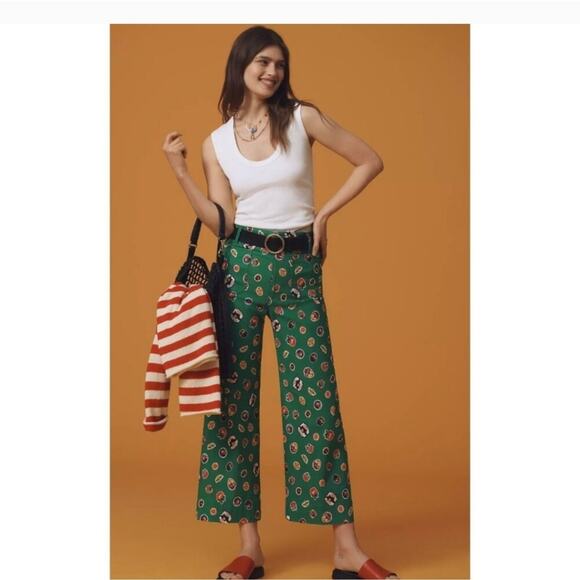 Anthropologie Colette Cropped Wide-Leg Pants Magic Fabric Edition Size 26 FRUIT - Picture 1 of 3
